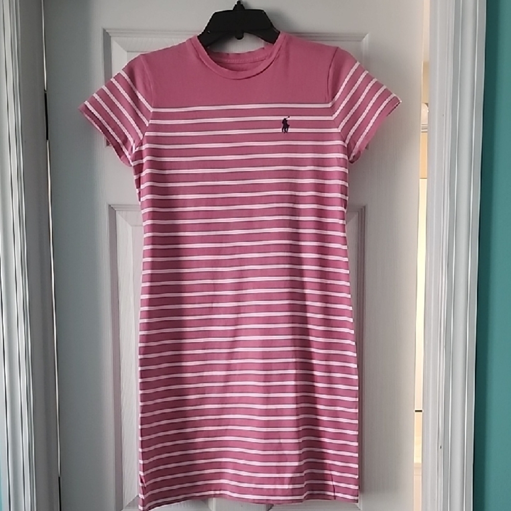 Pink Striped Polo Dress
